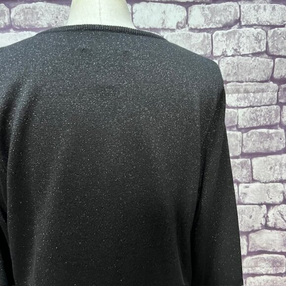 Bob Mackie Black, Silver & Turquoise Round Neck Sweater Size M - Picture 7 of 9